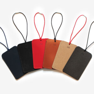 Australian made recycled leather luggage tag black navy red tan natural black natural kraft