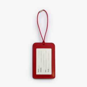 Australian made recycled leather luggage tag red