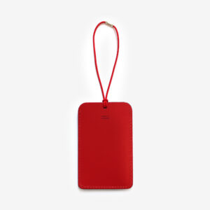 Australian made recycled leather luggage tag red