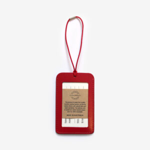 Australian made recycled leather luggage tag red