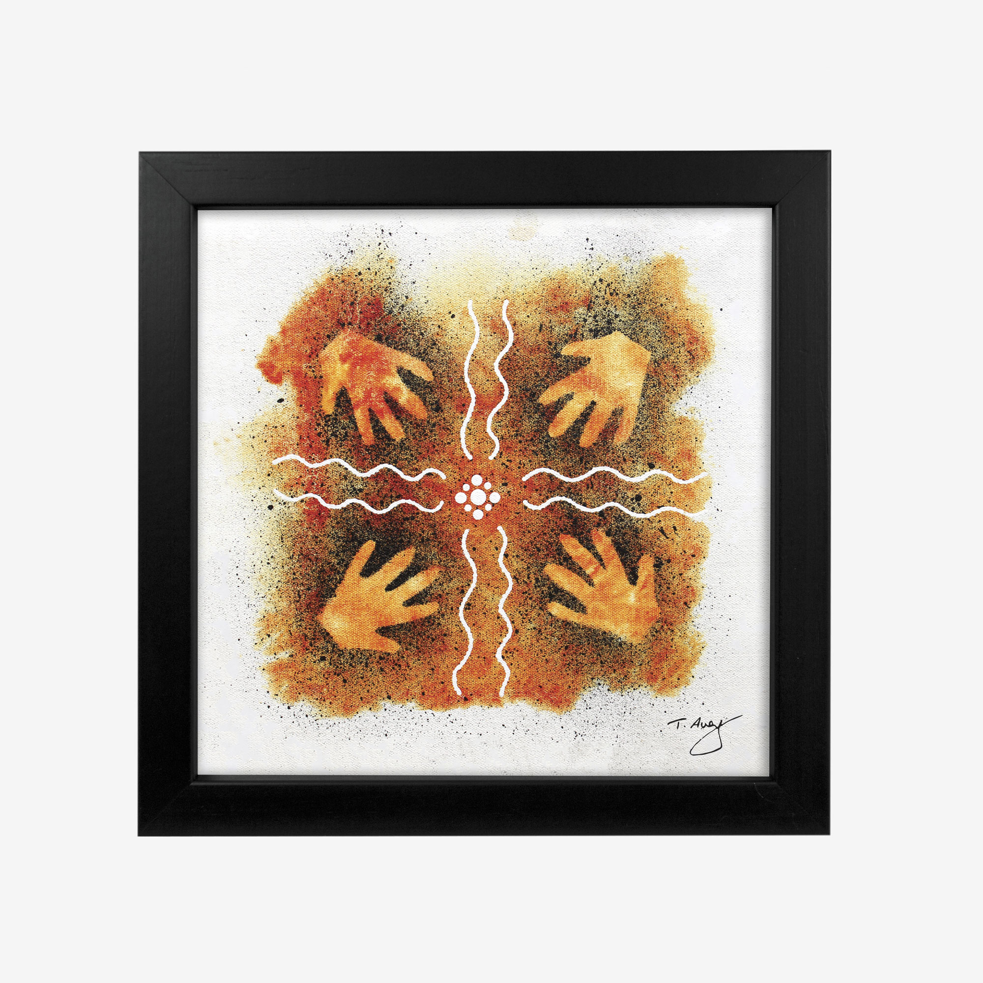 8×8″ Framed Print, Hands on Rock Face by Thomas Avery