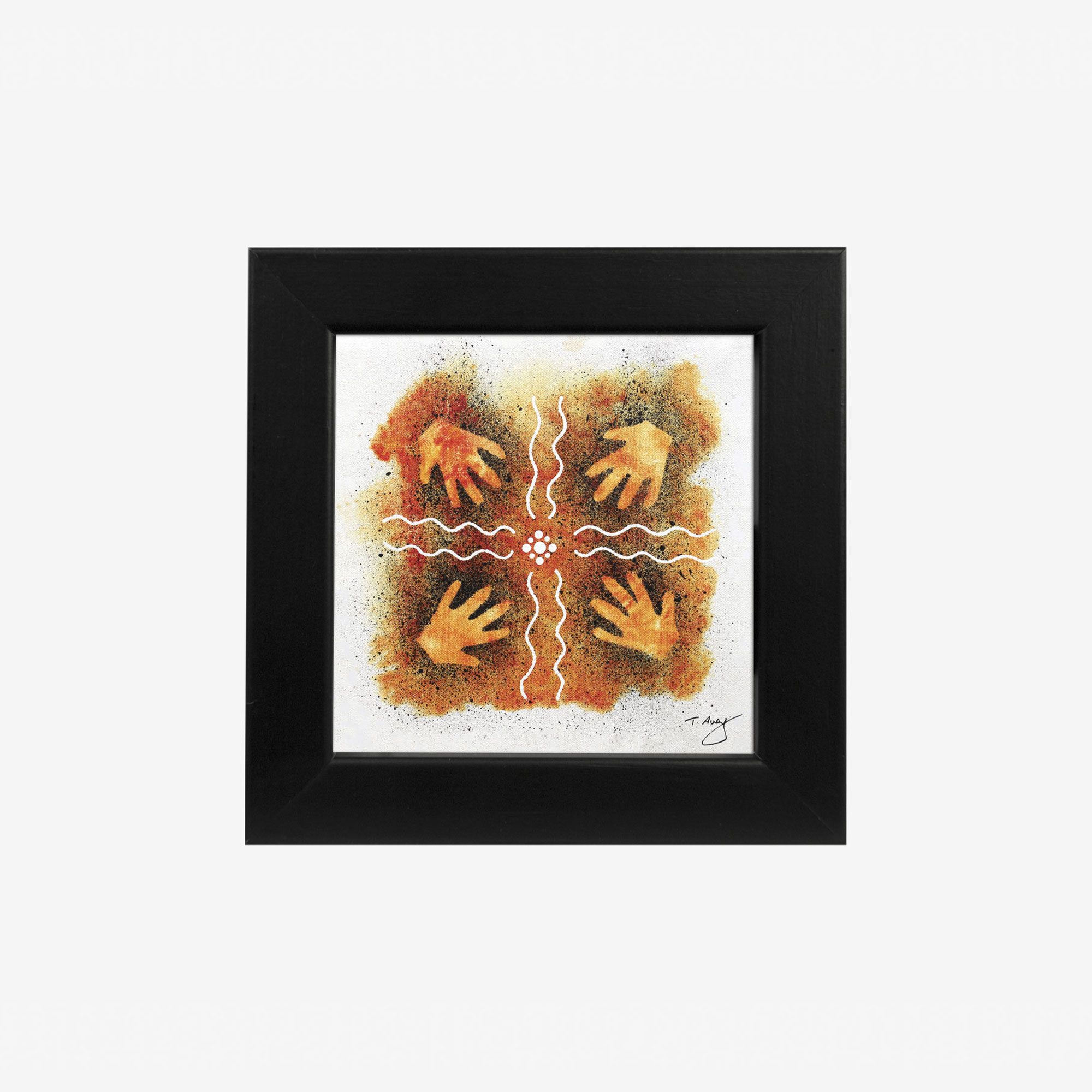 4x4″ Framed Print, Hands on Rock Face by Thomas Avery