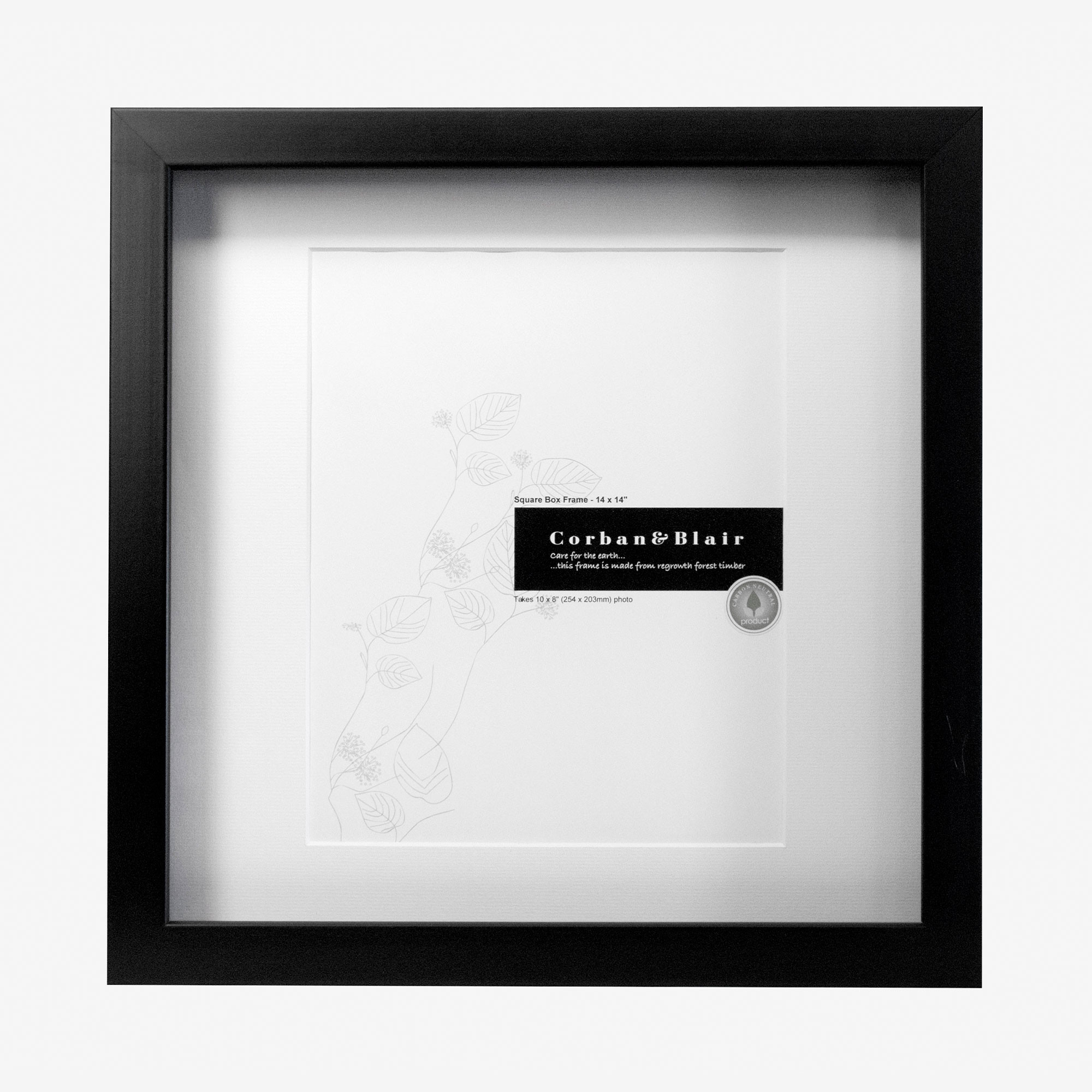 Box Frame Square 14×14″ With 10×8″ Mat