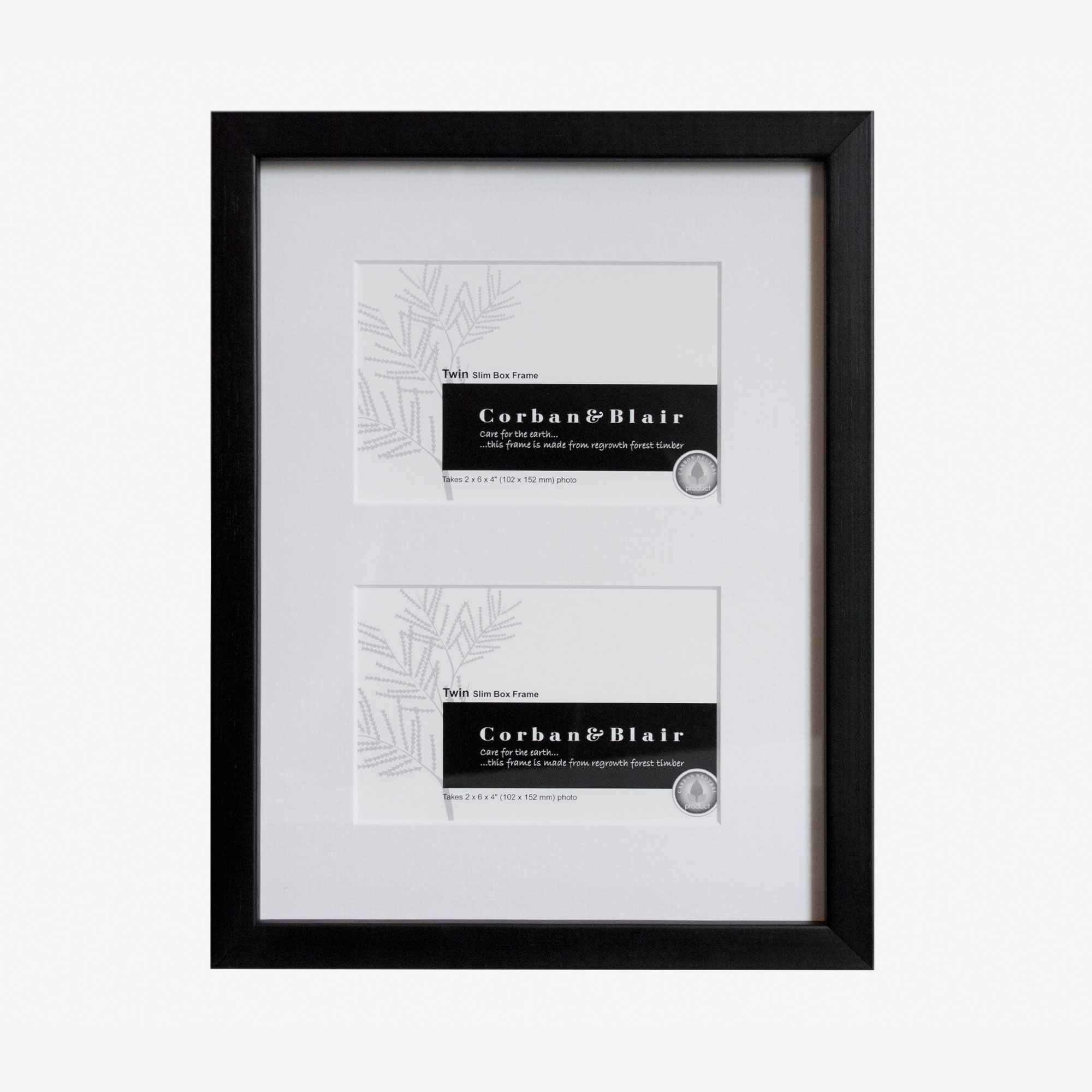 Twin Slim Box Frame with 6×4″ mat Black