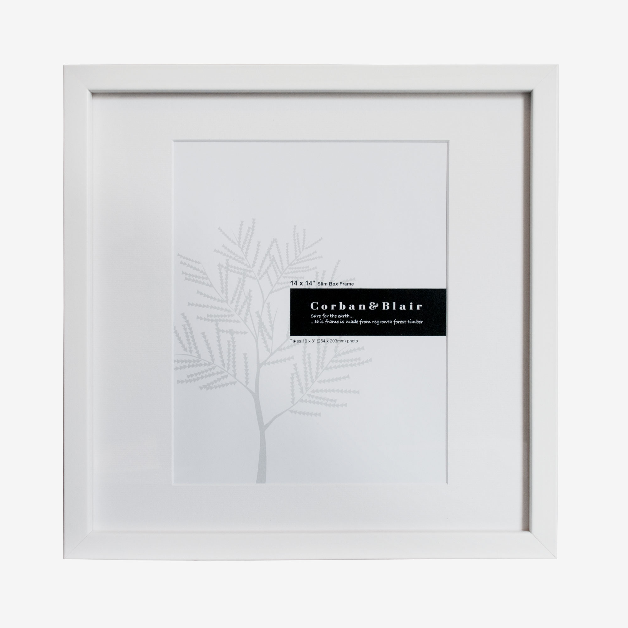 Square Slim Box Frame with 10×8″ Mat White