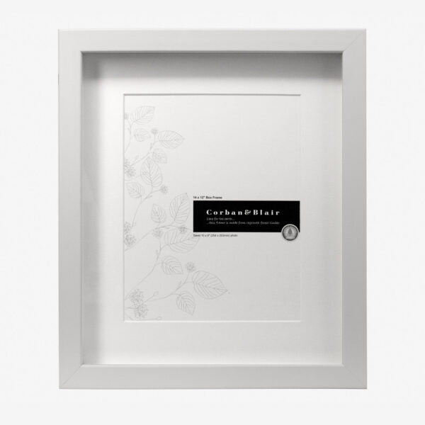 Box Frame 14×12″ With 10×8″ Mat White