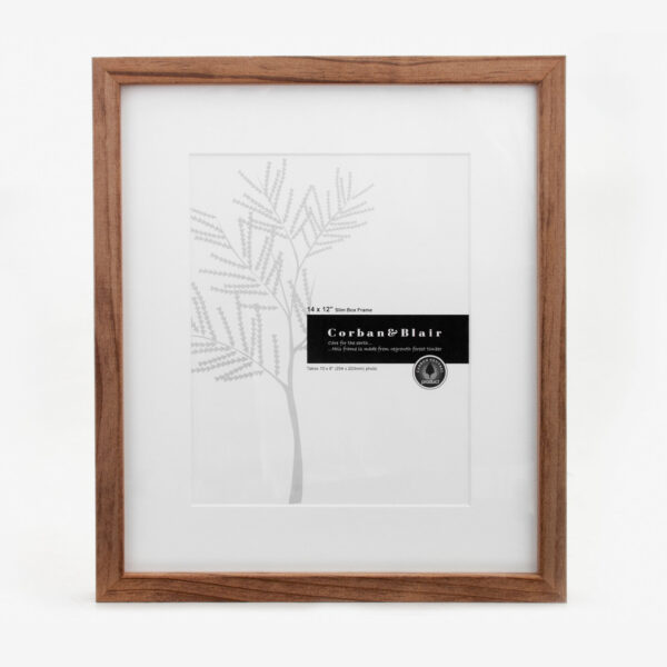 Slim Box Frame 14 x 12″ with 10×8″ Mat Walnut